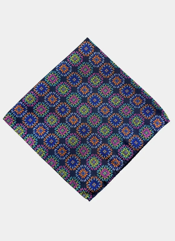 Multi Quilt Medallion Woven Silk Pocket Square made by Hammer Made
