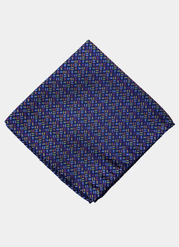 Multi Tick Woven Silk Pocket Square made by Hammer Made