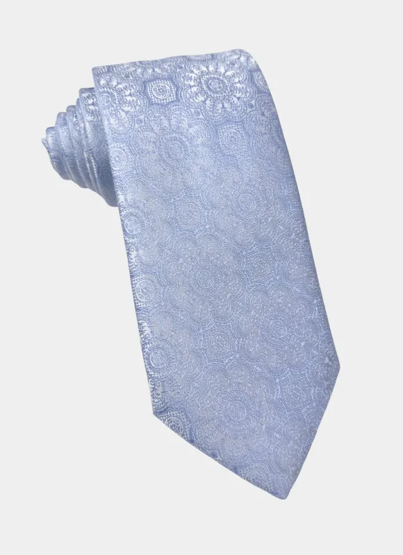 Lt Blue/White Floral Silk Neck Tie made by Hammer Made