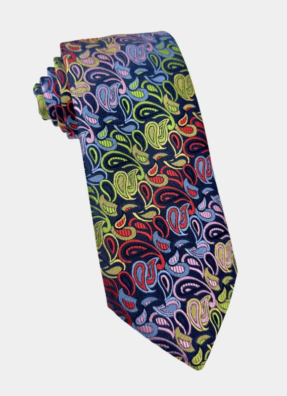 Multi Paisley Stripe Silk Neck Tie made by Hammer Made