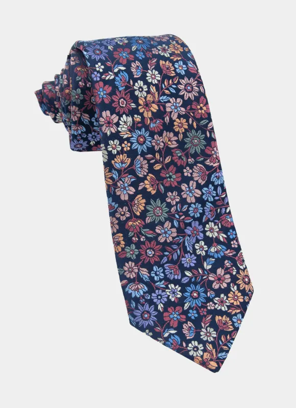Multi Floral Stripe Silk Neck Tie made by Hammer Made