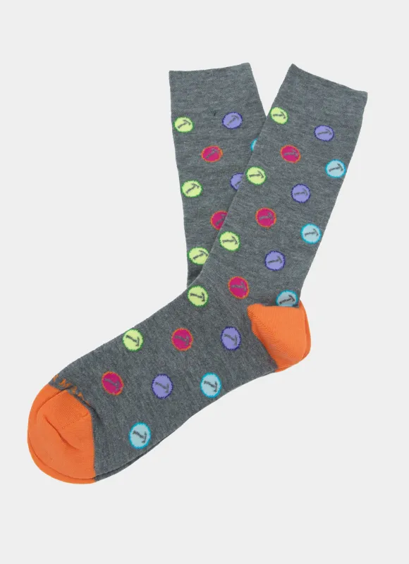 Grey Multi Color Logo Sock made by Hammer Made