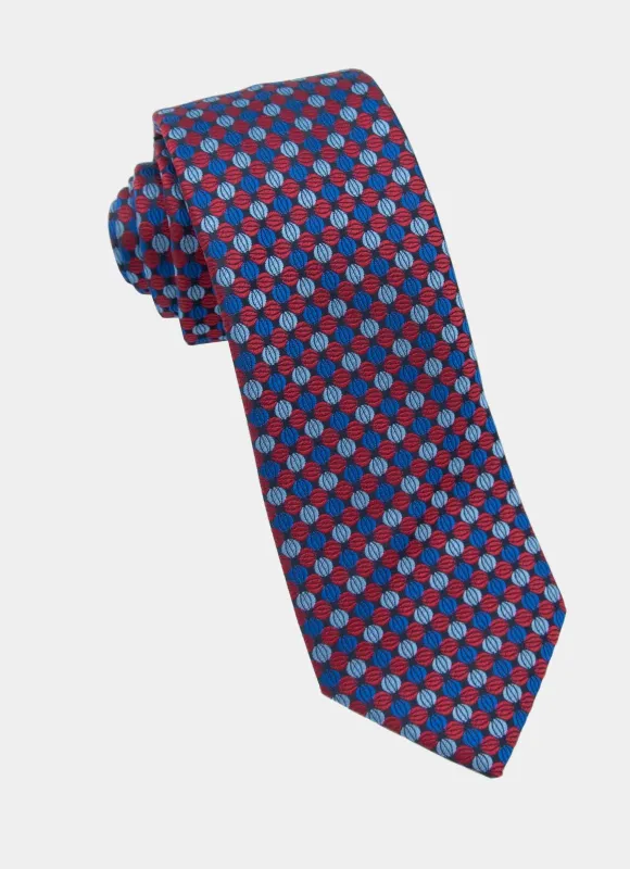 Blue/Red Round Geo Silk Neck Tie made by Hammer Made