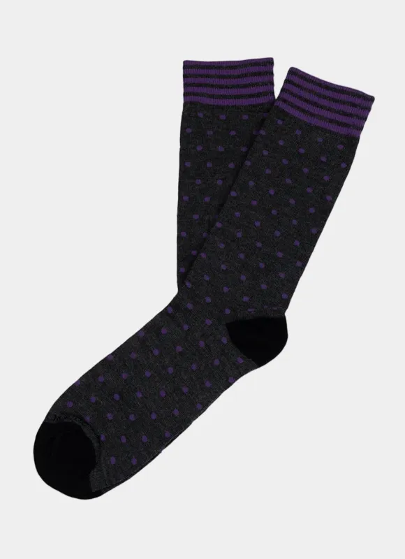 Grey/Purple Mini Dot Sock made by Hammer Made