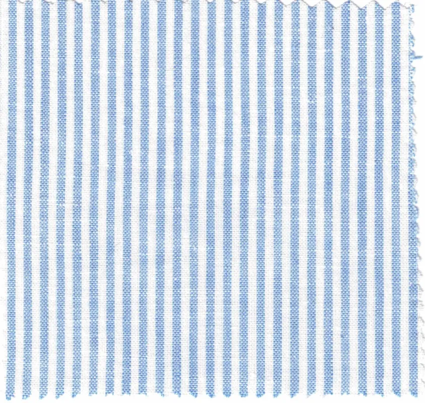 Crisp Cotton/Linen Sky Blue Stripe sold by Mercer and Sons