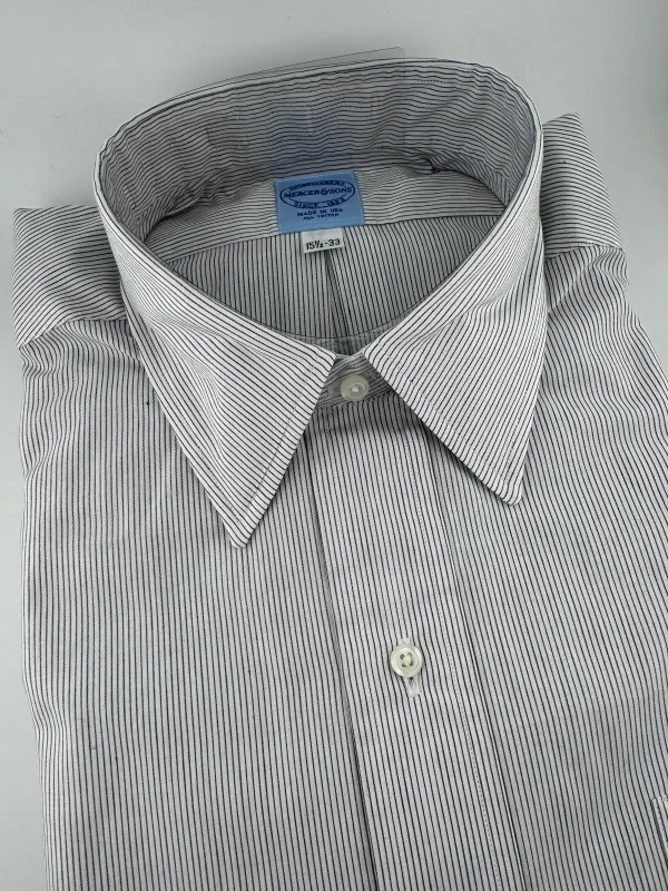 Classic Newcastle Coal Pencil Stripe Broadcloth #300 with Tennis Straight Collar sold by Mercer and Sons