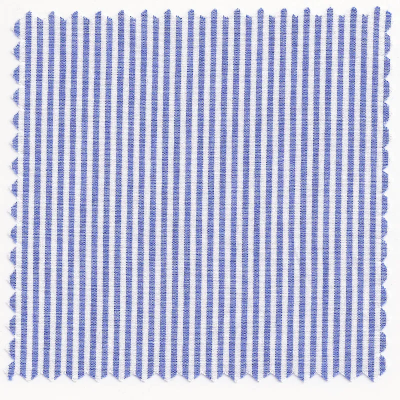 Nile Blue & White Bankers 1/16" Cotton Broadcloth Stripe sold by Mercer and Sons