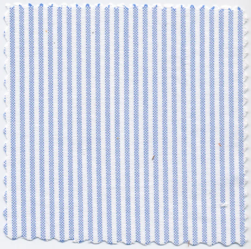 Skye Blue & White University Stripe 100% Pima Cotton Oxford sold by Mercer and Sons