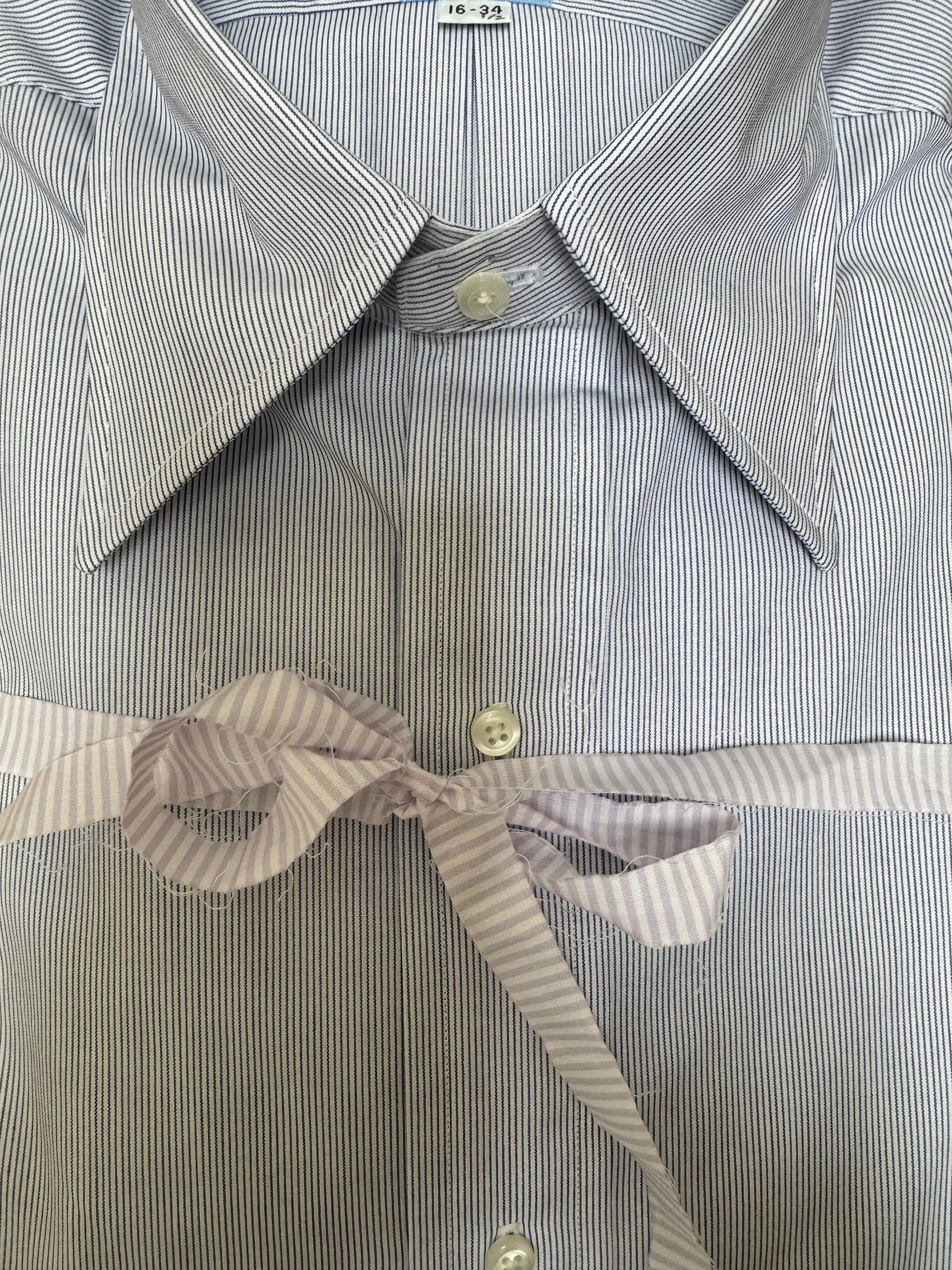 Vintage Blue Pima Cotton Pencil Stripe Broadcloth #300 sold by Mercer and Sons product image thumbnail 2