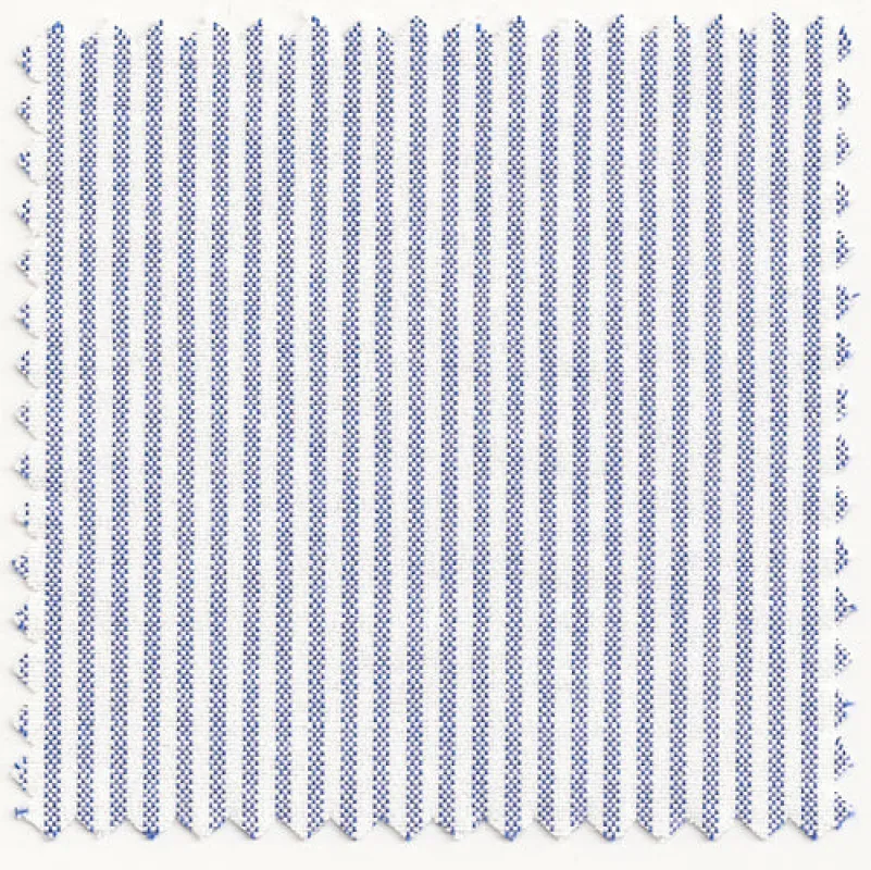 Blue & White University Stripe Two-Ply 100% Pima Cotton Oxford sold by Mercer and Sons