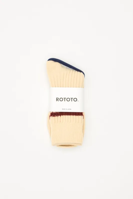 Merino Stripe Sock Off-White/Maroon sold by Livid Jeans