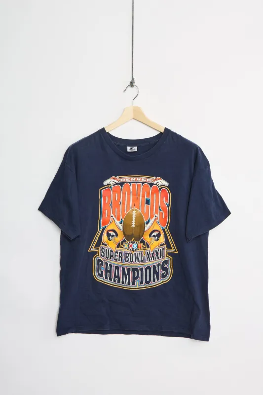 1998 Broncos Superbowl tee (L) sold by Livid Jeans