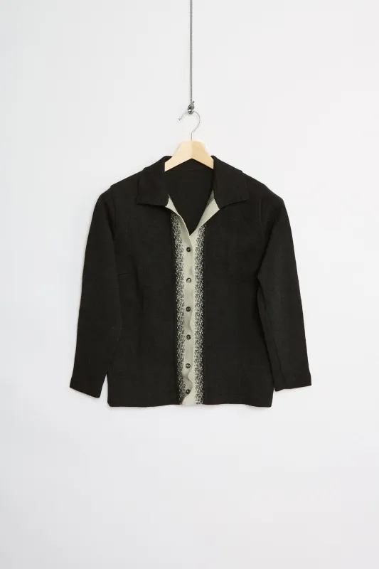80's wool collared cardigan (S) made by Vintage