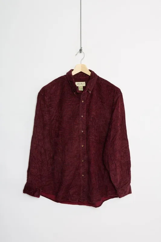 Eddie Bauer print cord shirt (L) sold by Livid Jeans