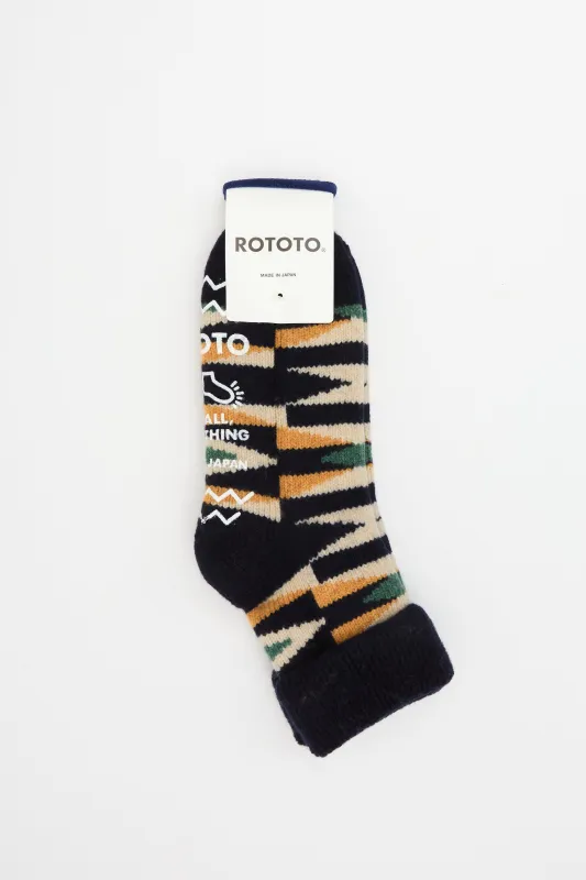 Merino Lambs Wool Room Socks Navy made by ROTOTO