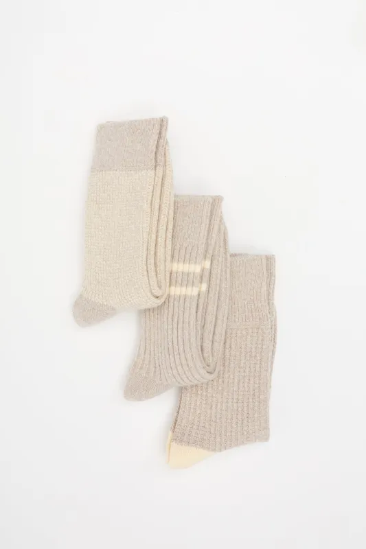 Recycled Cotton/Wool Daily 3 Pack Socks Gray/Off White sold by Livid Jeans