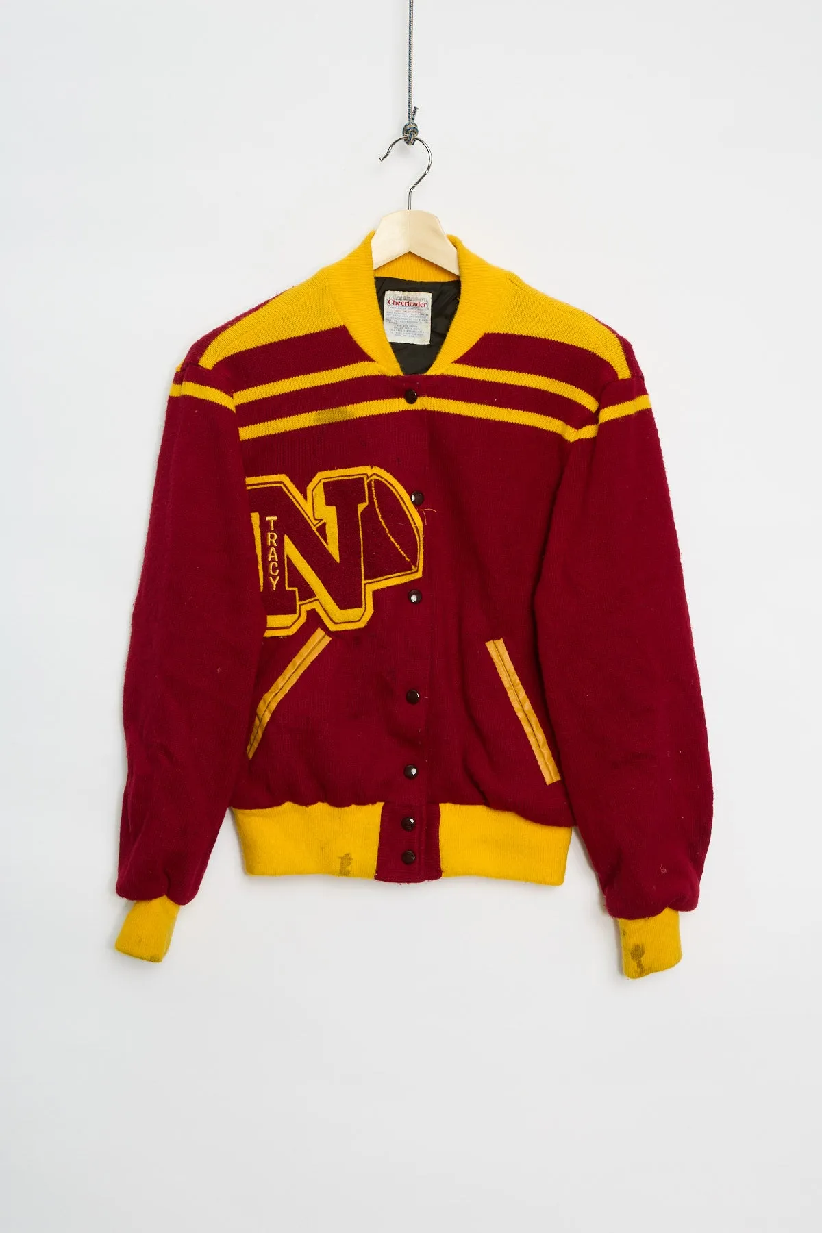 70's knitted cheerleader varsity jacket (M) sold by Livid Jeans