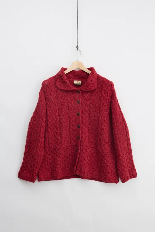 Wool Cable Knit Cardigan (M) made by Vintage