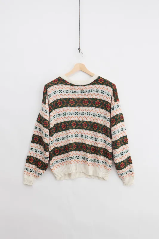 Jaquard Knit Sweater (L) made by Vintage