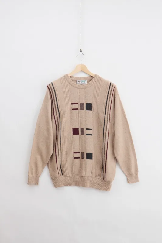 Jaquard Wool Knit Sweater (XL) made by Vintage