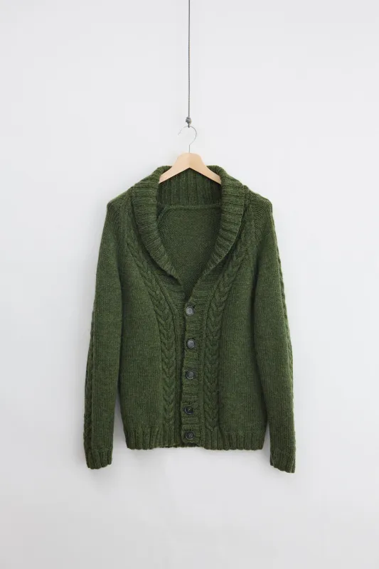 Traditional Wool Cable Knit Cardigan (XL) made by Vintage