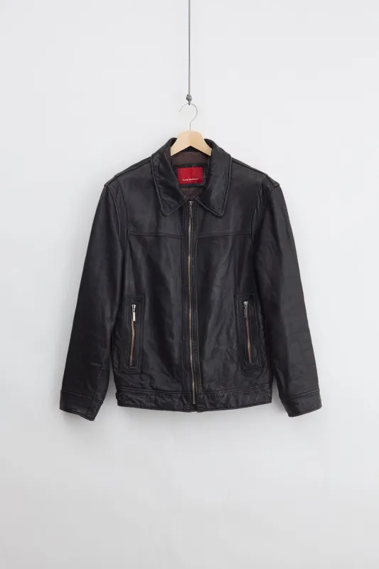 Leather Bomber Jacket (L) made by Vintage
