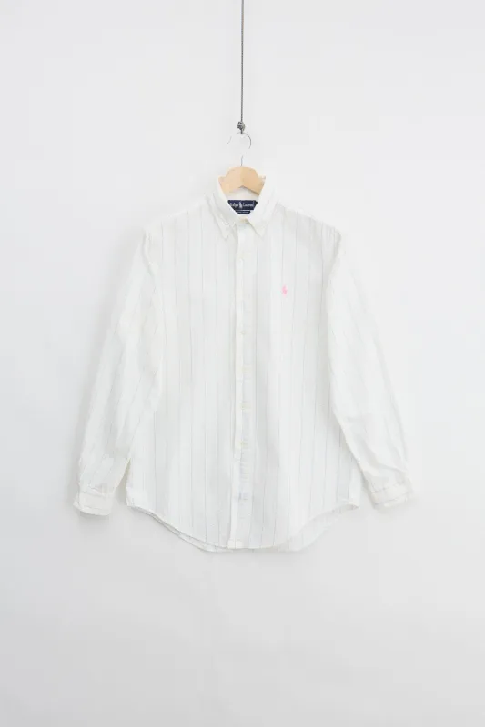 Ralph Lauren Seersucker Shirt (M) made by Vintage