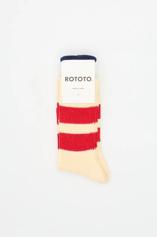 Recycled Cotton Stripe Ecru/Red made by ROTOTO