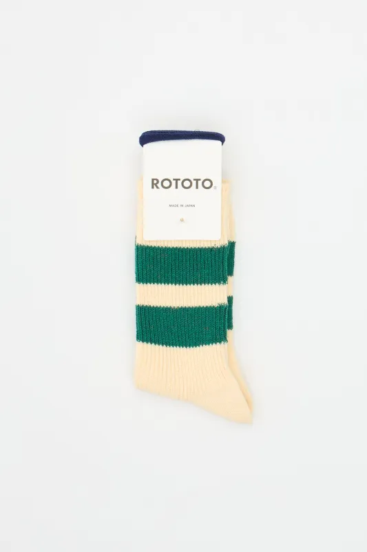 Recycled Cotton Stripe Ecru/Green made by ROTOTO