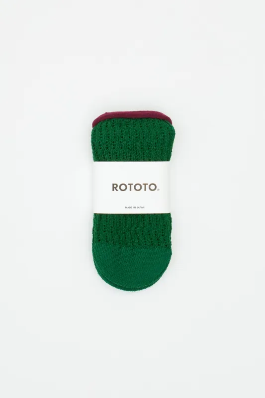 Folk Crochet Socks Green made by ROTOTO