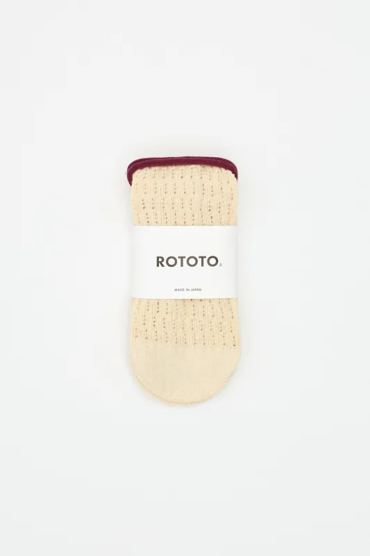 Folk Crochet Socks Ecru made by ROTOTO