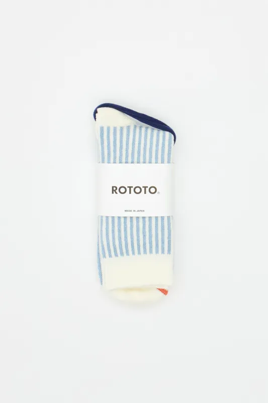 Vertical Stripe Socks Blue made by ROTOTO
