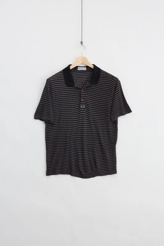 90's Burberry Silk Polo  (M) made by Vintage