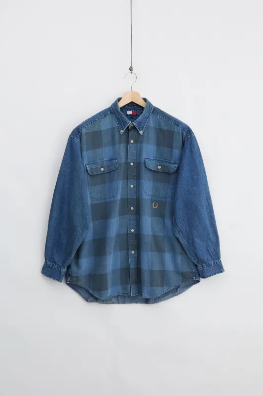 90s Tommy Hilfiger Checked Denim Shirt (L) made by Vintage