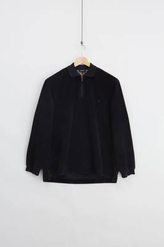 Burberry Long Sleeve Velour Zip Polo (L) made by Vintage