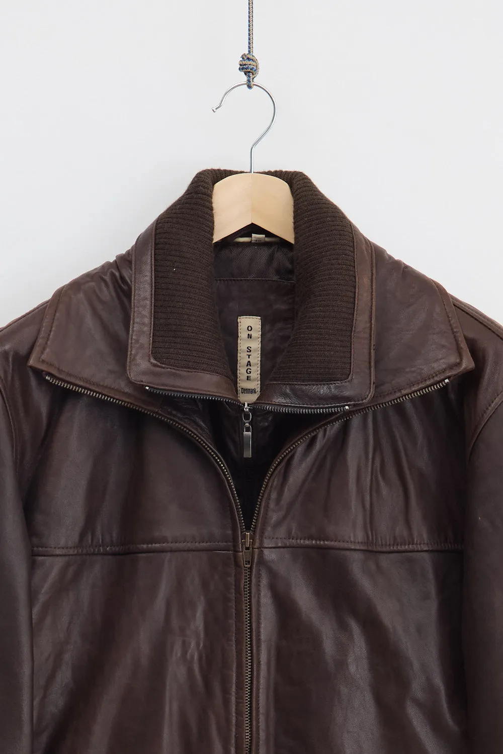 Double Collar Leather Bomber Jacket (M) sold by Livid Jeans product image thumbnail 3