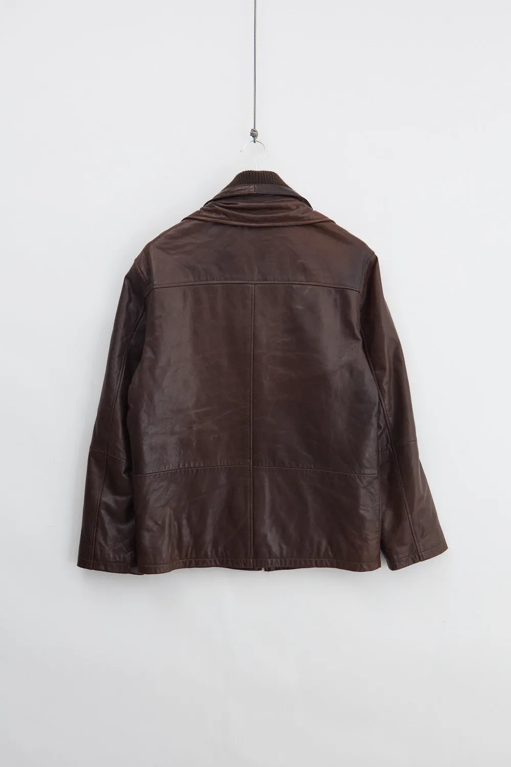 Double Collar Leather Bomber Jacket (M) sold by Livid Jeans