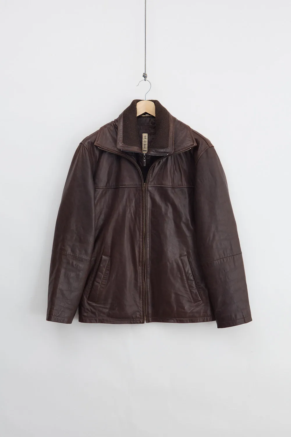 Double Collar Leather Bomber Jacket (M) sold by Livid Jeans product image thumbnail 2