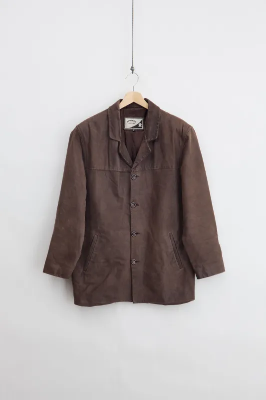 Numbuck Leather Button-Up Coat (M) made by Vintage