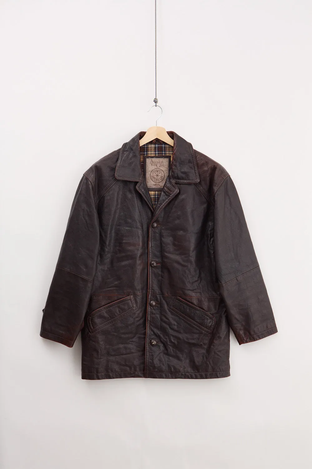 Leather Car Coat (L) sold by Livid Jeans