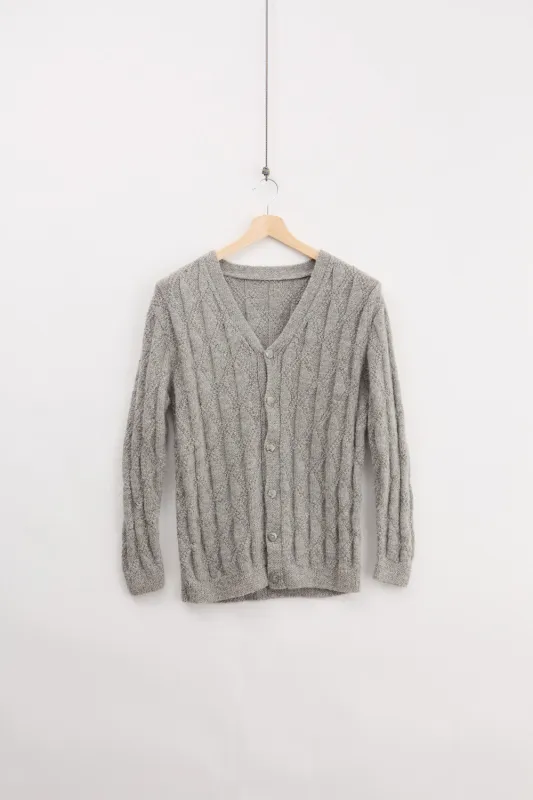 Traditional Irish Aran Knitted Cardigan (M) made by Vintage