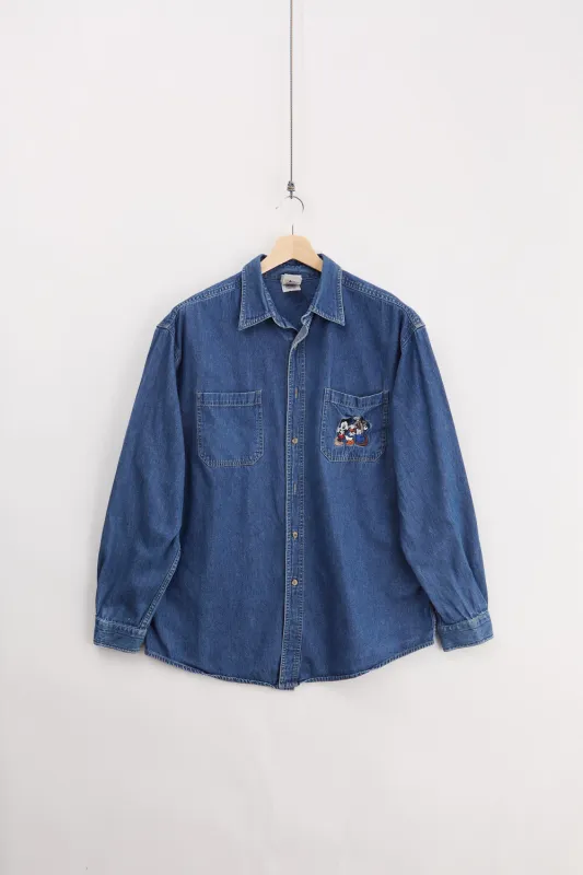 Disney Denim Shirt (L) made by Vintage