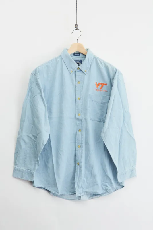 90's Virginia Tech Denim Shirt (L) made by Vintage