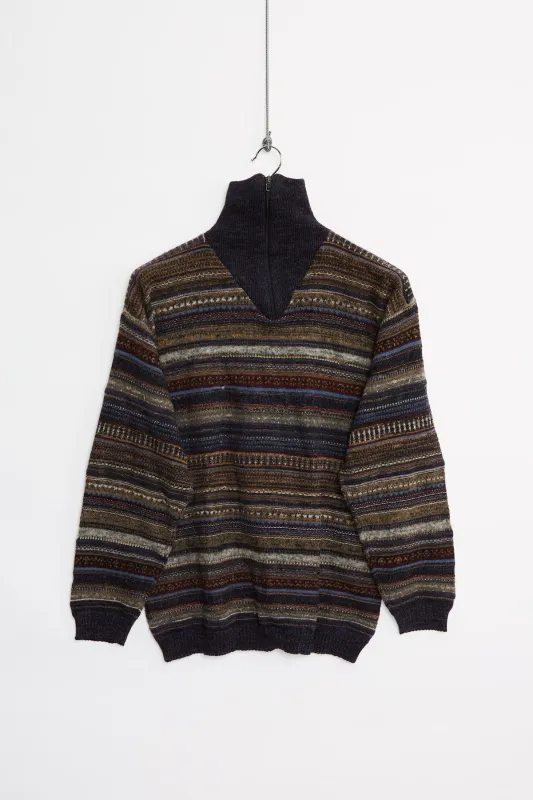 Quarter zip multiknit sweater (M) made by Vintage