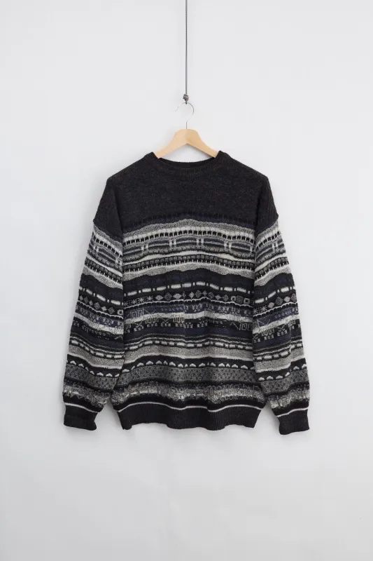 Jaquard Wool Knit Sweater (XL) made by Vintage