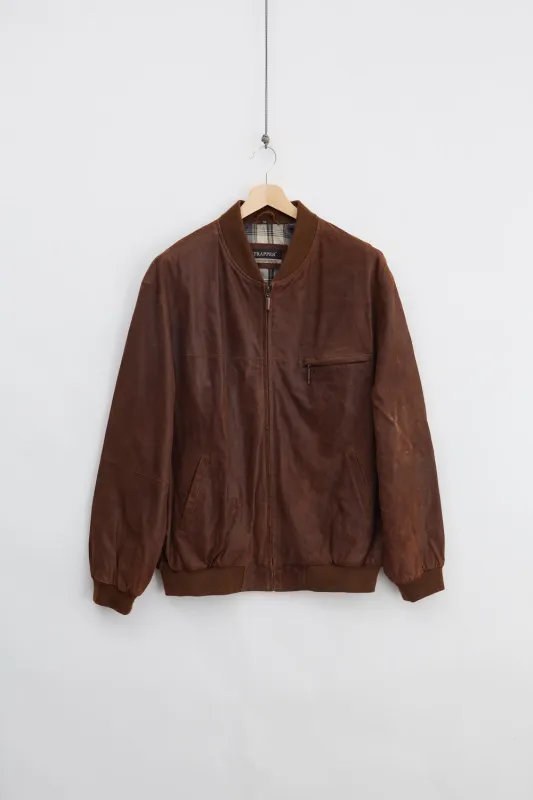 Numbuck Leather Bomber Jacket (L) made by Vintage
