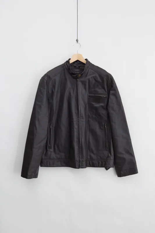Leather Biker Jacket (2XL) made by Vintage