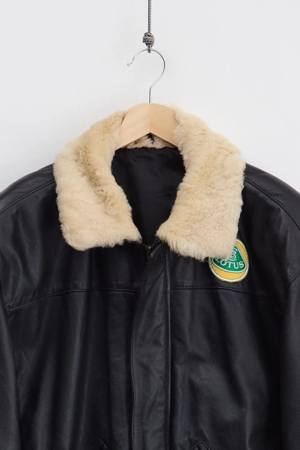 Black Leather Bomber Jacket (M) sold by Livid Jeans product image thumbnail 3