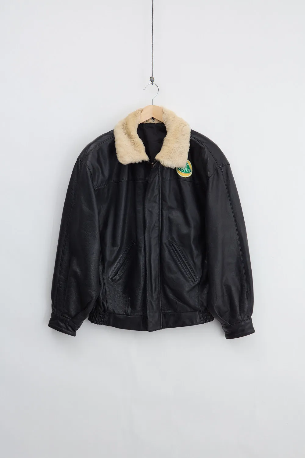 Black Leather Bomber Jacket (M) sold by Livid Jeans