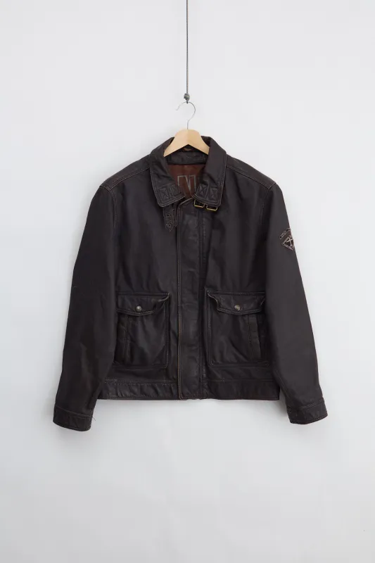 DNR Leather Bomber Jacket (XL) made by Vintage